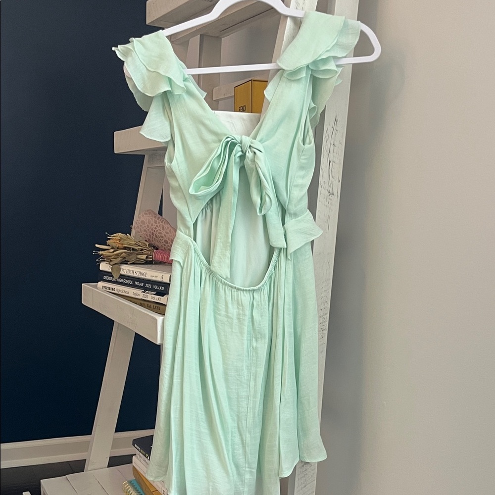 Chic Mint Ruffle Dress - Picture 4 of 5